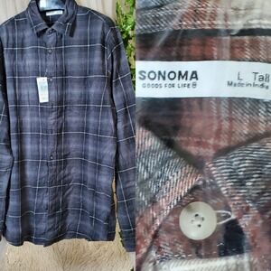 2 Men's Sonoma Flannel Shirts Set Of 2 NWT Size L 100% Cotton Khols $58